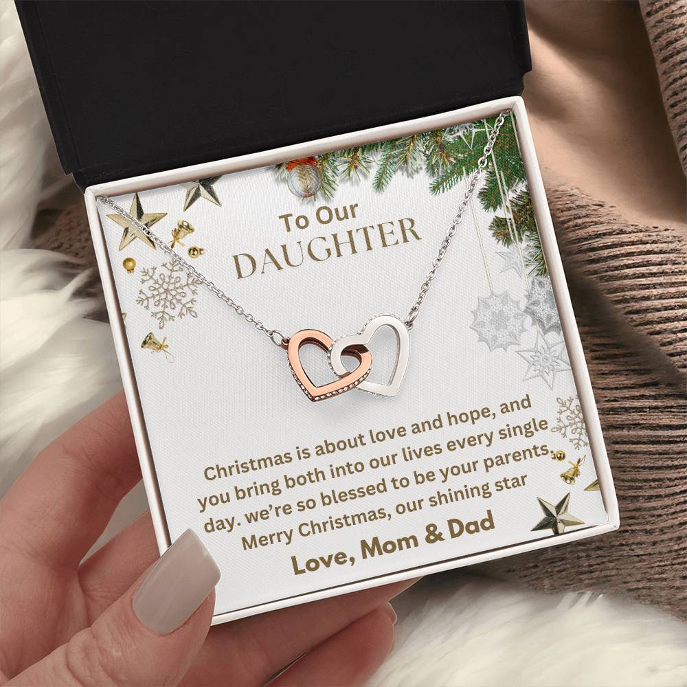 CHRISTMAS SPECIAL - To Our Daughter - Interlocking Hearts Necklace