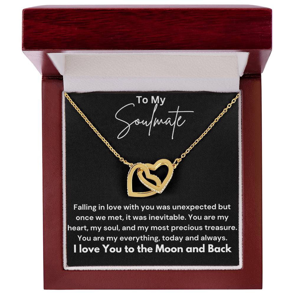 To My Soulmate - Falling In Love - Interlocking Hearts Necklace