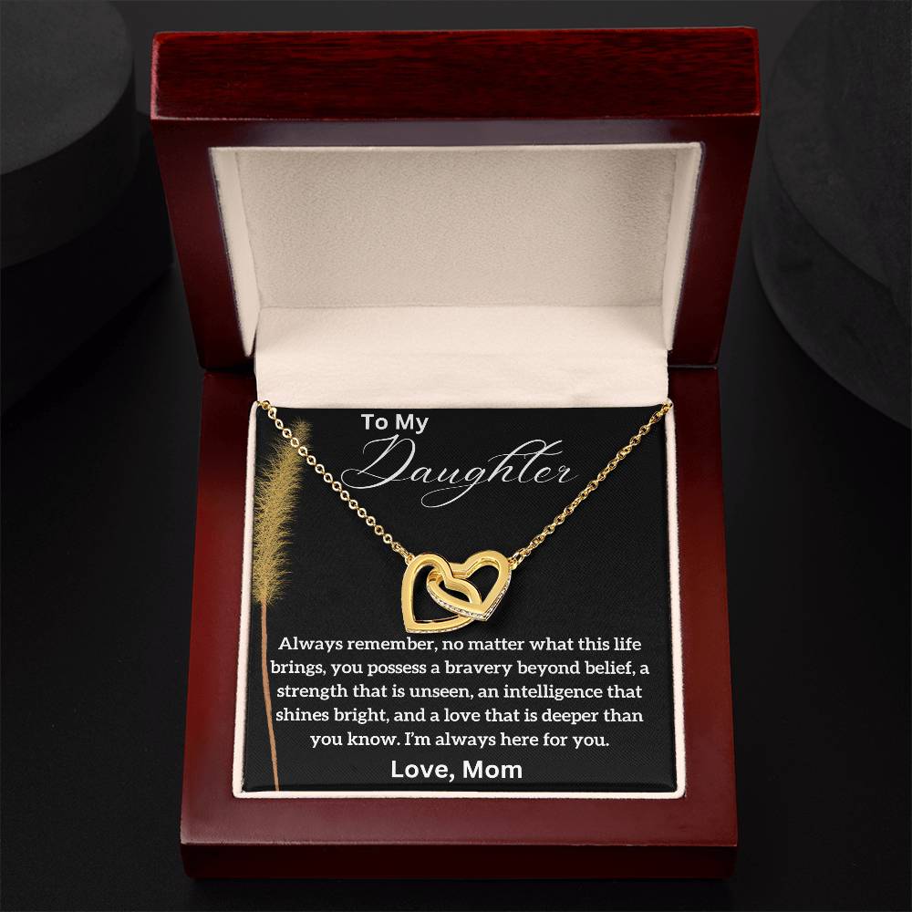 To My Daughter - Shines Bright - Interlocking Hearts Necklace