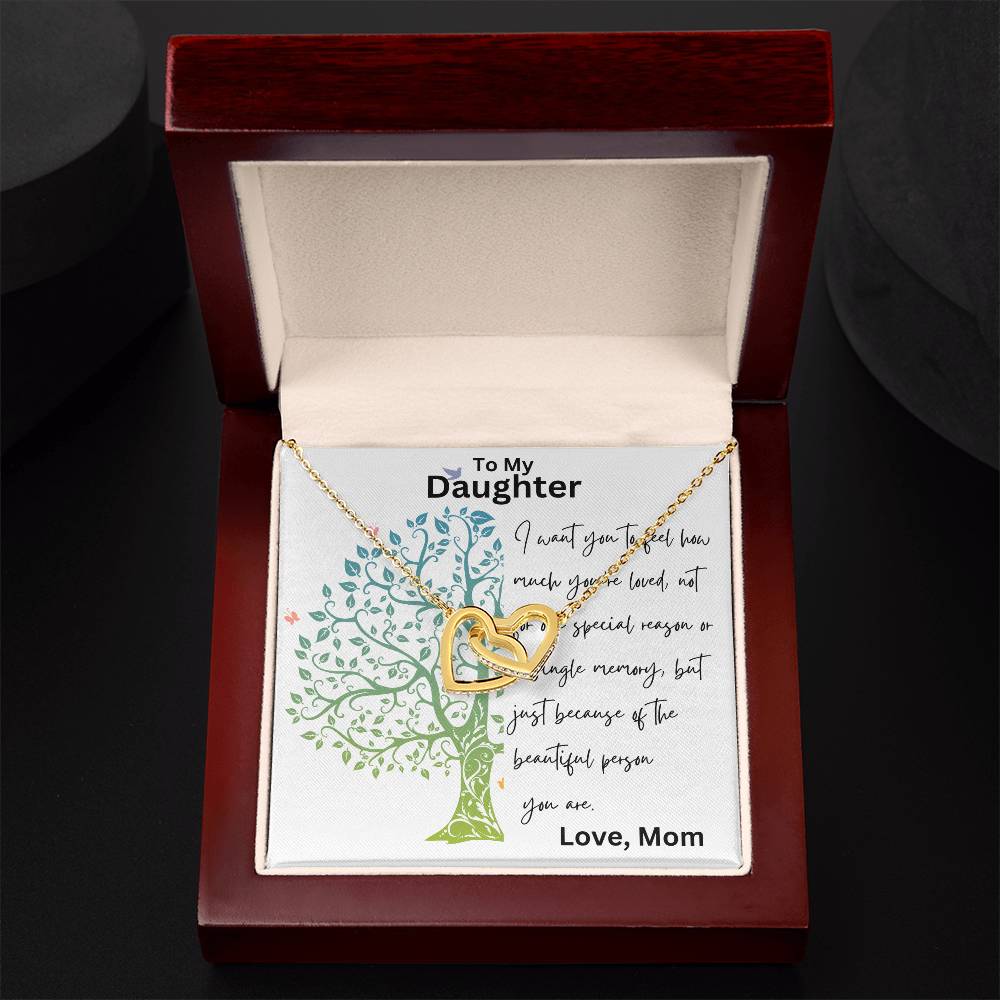 To My Daughter - Single Memory - Interlocking Hearts Necklace