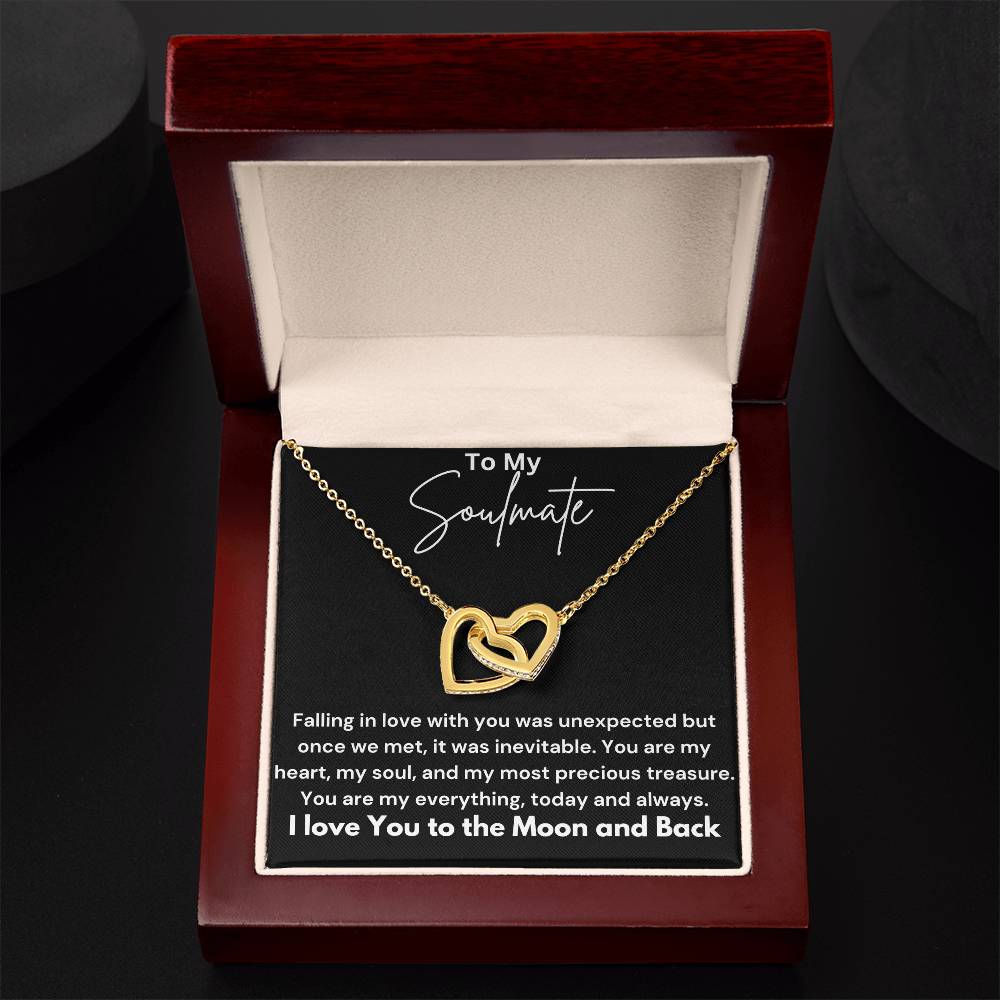 To My Soulmate - Falling In Love - Interlocking Hearts Necklace