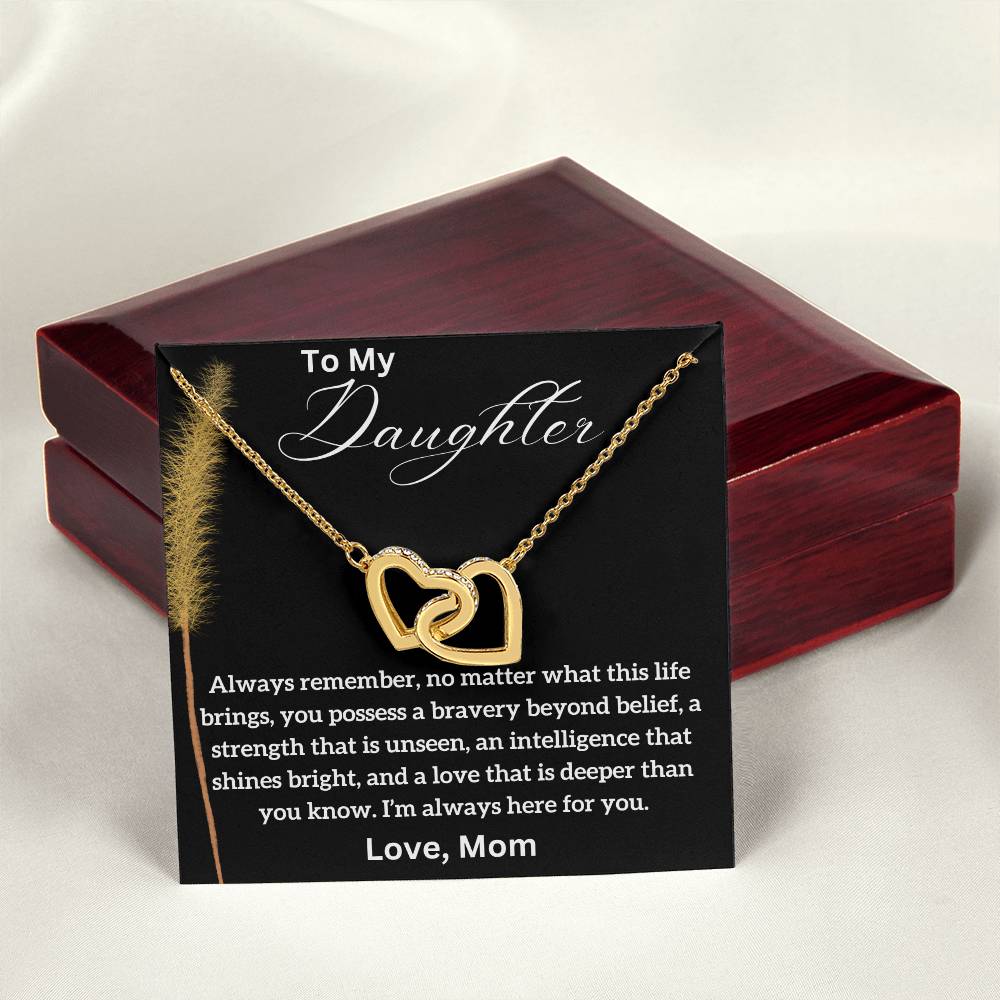 To My Daughter - Shines Bright - Interlocking Hearts Necklace