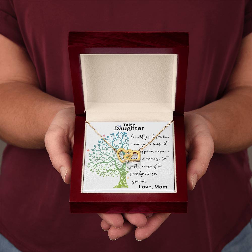 To My Daughter - Single Memory - Interlocking Hearts Necklace