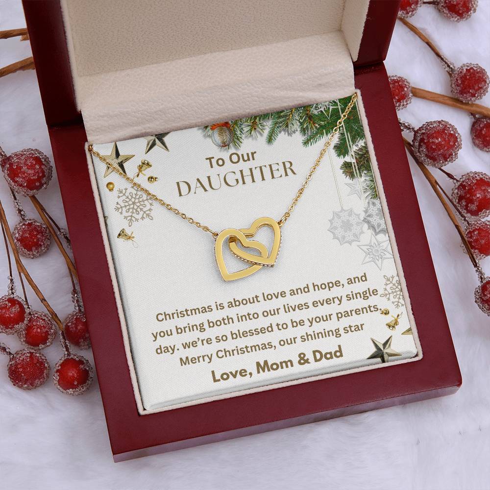 CHRISTMAS SPECIAL - To Our Daughter - Interlocking Hearts Necklace