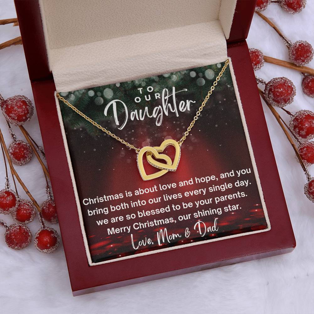 CHRISTMAS SPECIAL - To Our Daughter - Interlocking Hearts Necklace