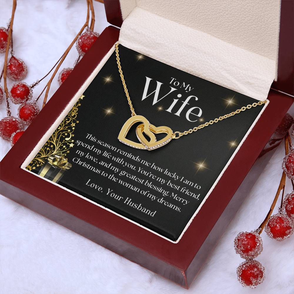 CHRISTMAS SPECIAL - To My Wife -  Interlocking Hearts necklace