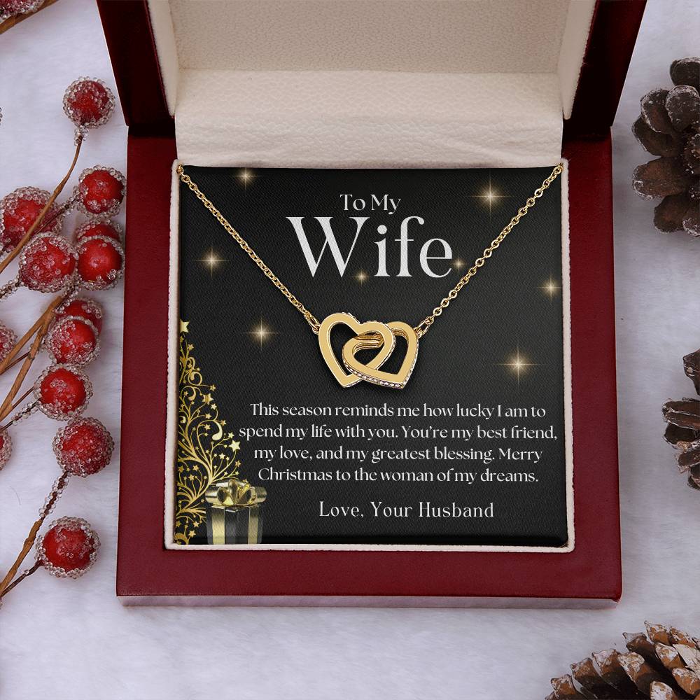 CHRISTMAS SPECIAL - To My Wife -  Interlocking Hearts necklace