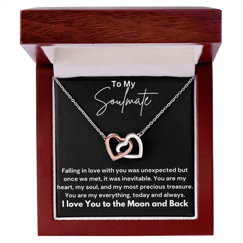 To My Soulmate - Falling In Love - Interlocking Hearts Necklace