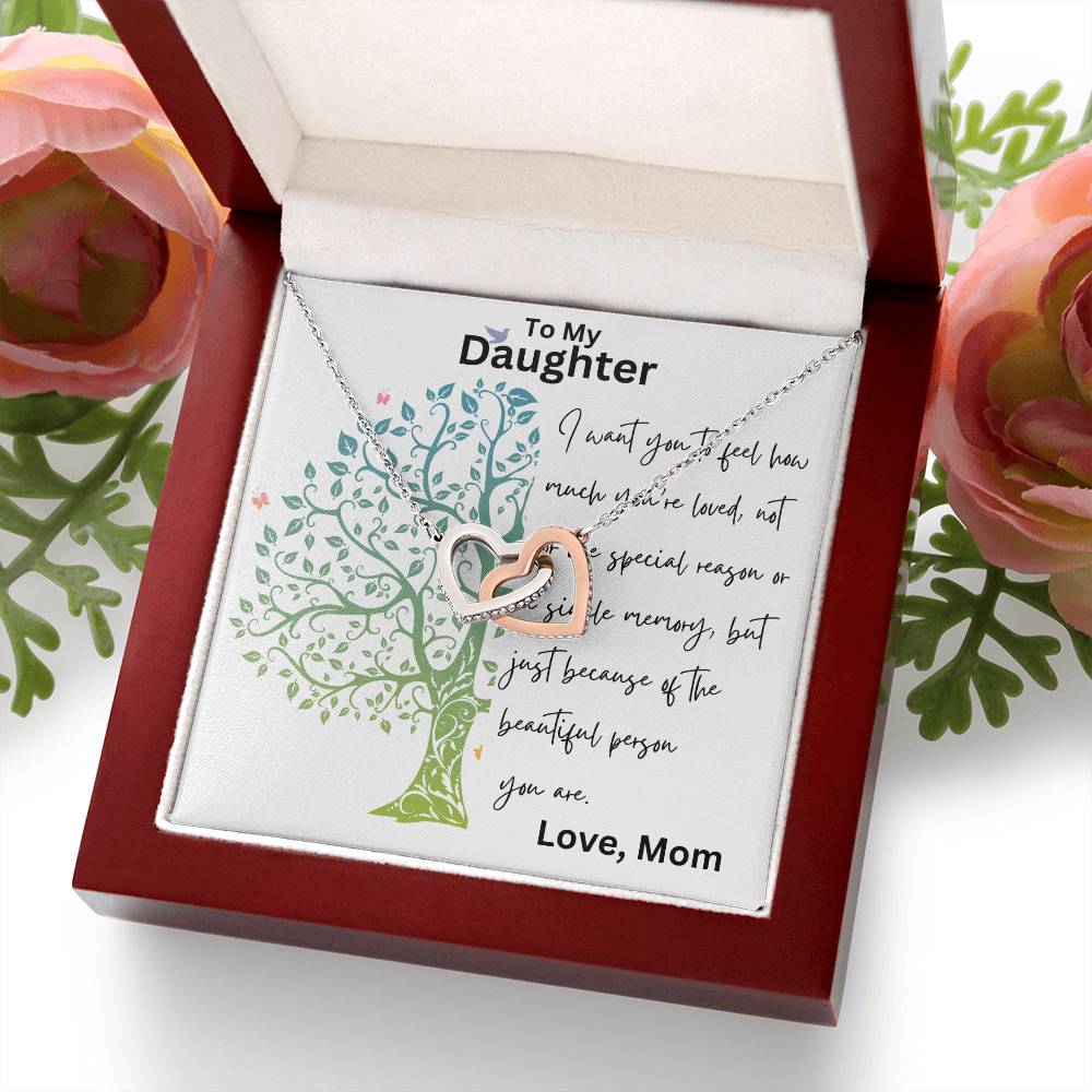 To My Daughter - Single Memory - Interlocking Hearts Necklace