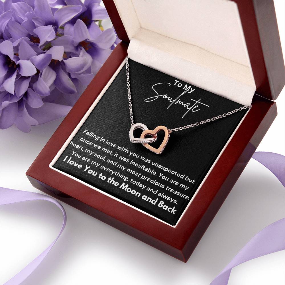 To My Soulmate - Falling In Love - Interlocking Hearts Necklace