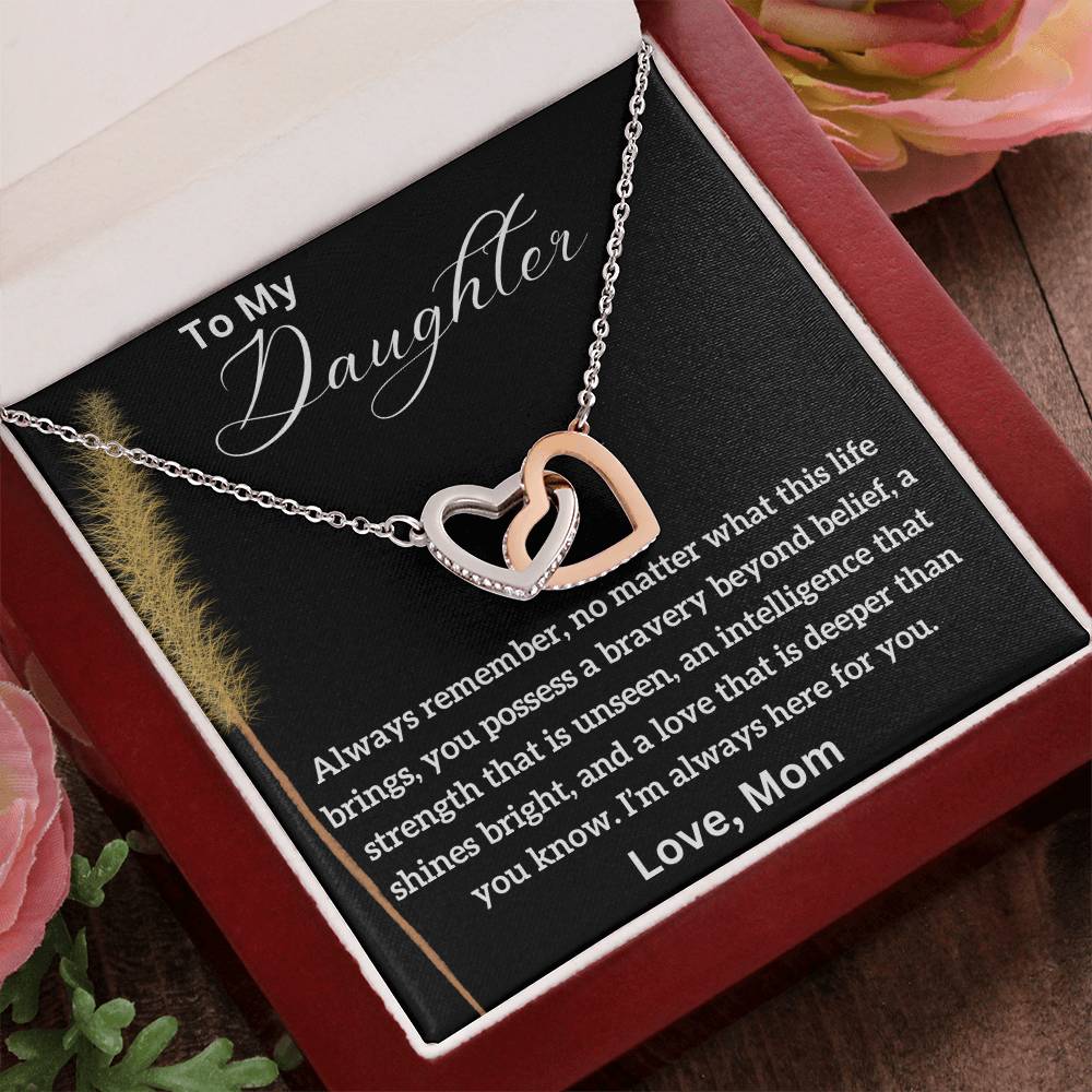 To My Daughter - Shines Bright - Interlocking Hearts Necklace