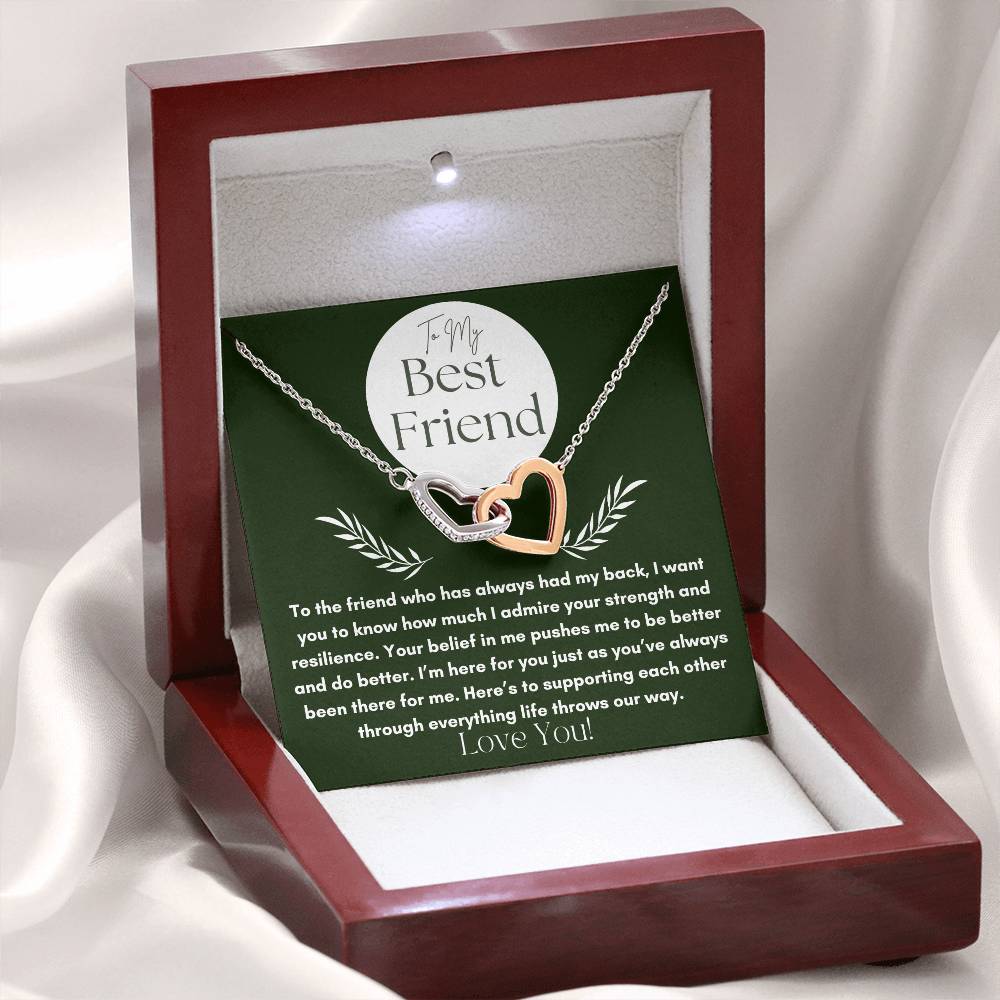 To My Best Friend - Your Strength -  Interlocking Hearts Necklace.