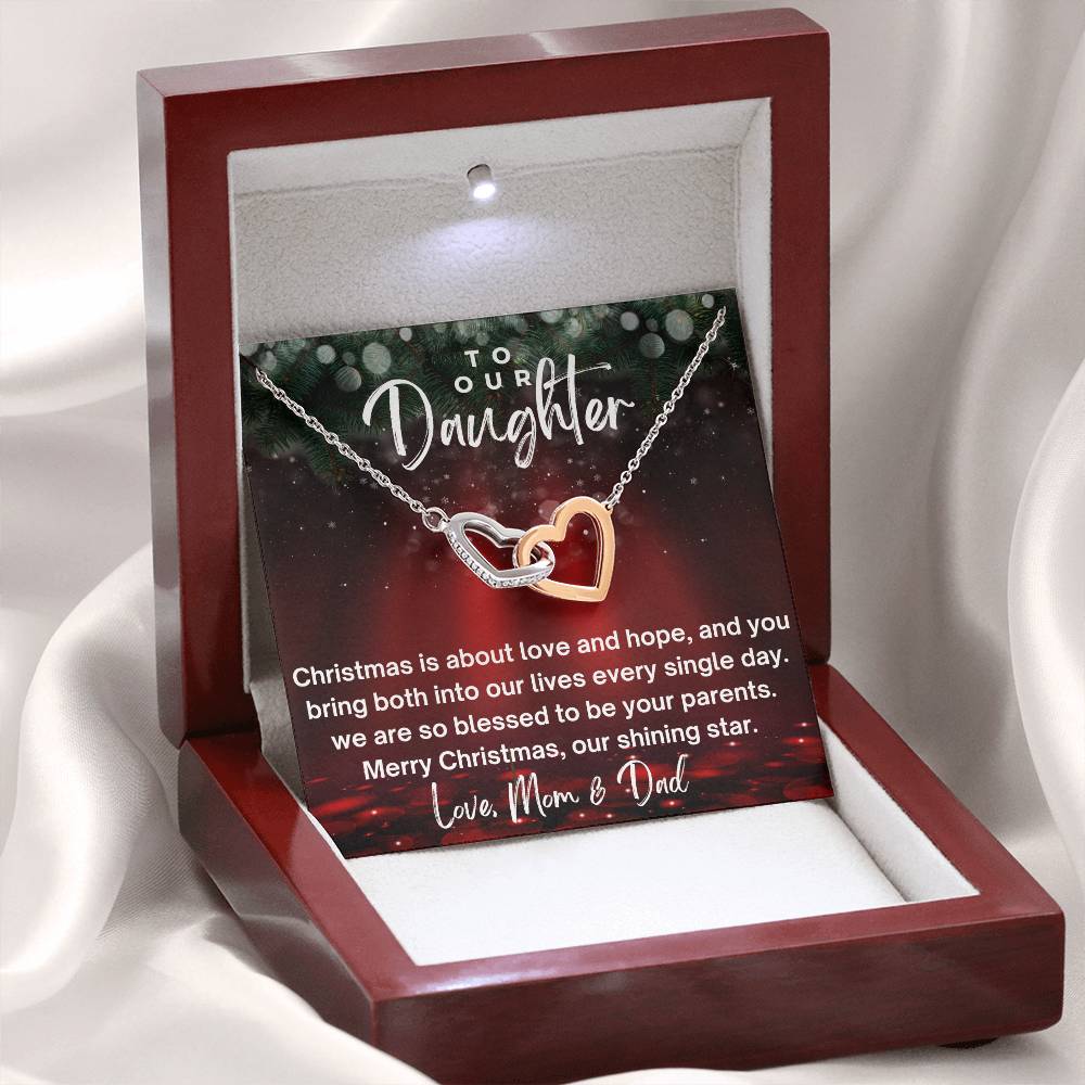 CHRISTMAS SPECIAL - To Our Daughter - Interlocking Hearts Necklace