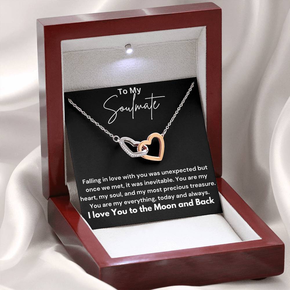 To My Soulmate - Falling In Love - Interlocking Hearts Necklace