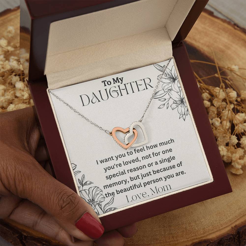 To My Daughter - Special Reason - Interlocking Hearts Necklace