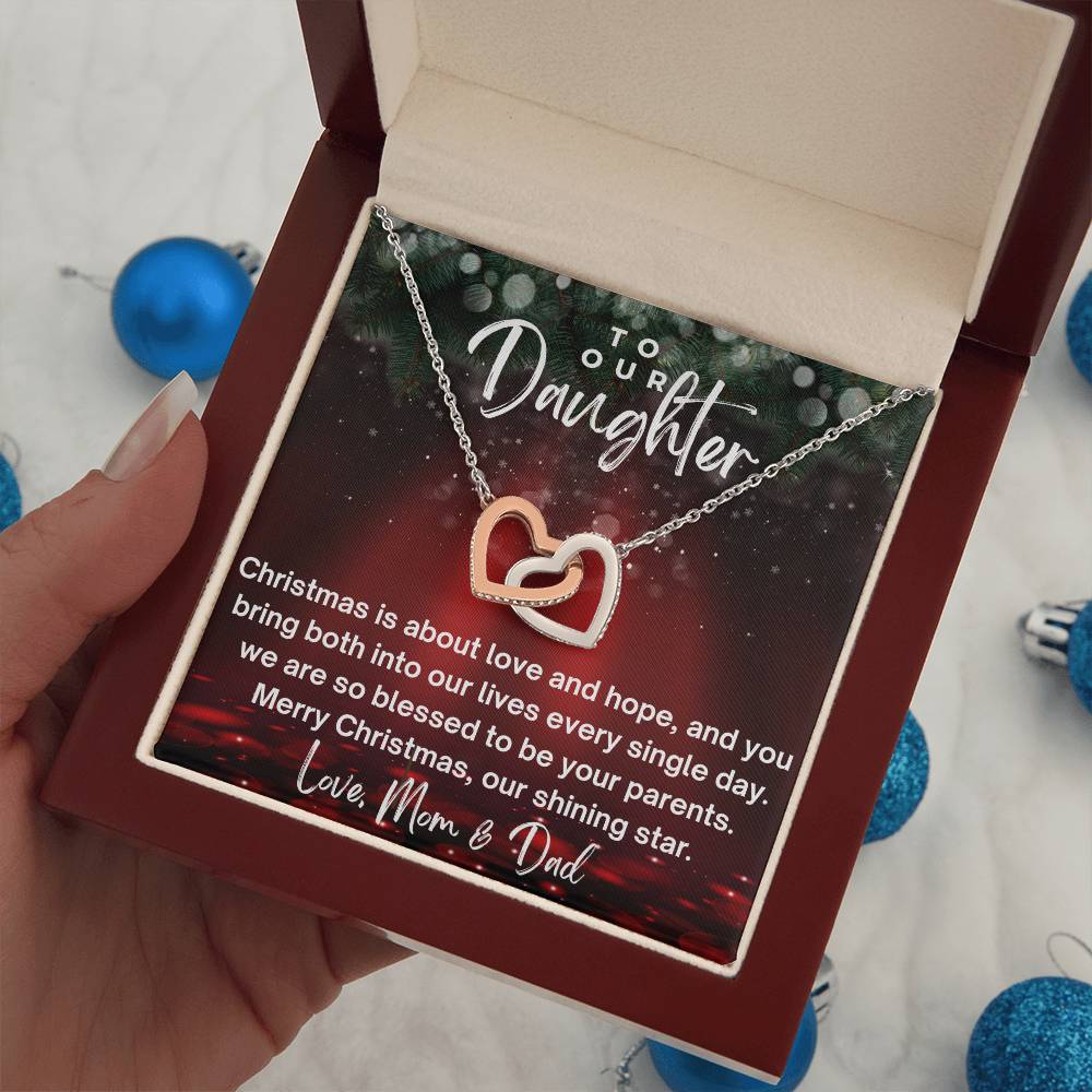 CHRISTMAS SPECIAL - To Our Daughter - Interlocking Hearts Necklace