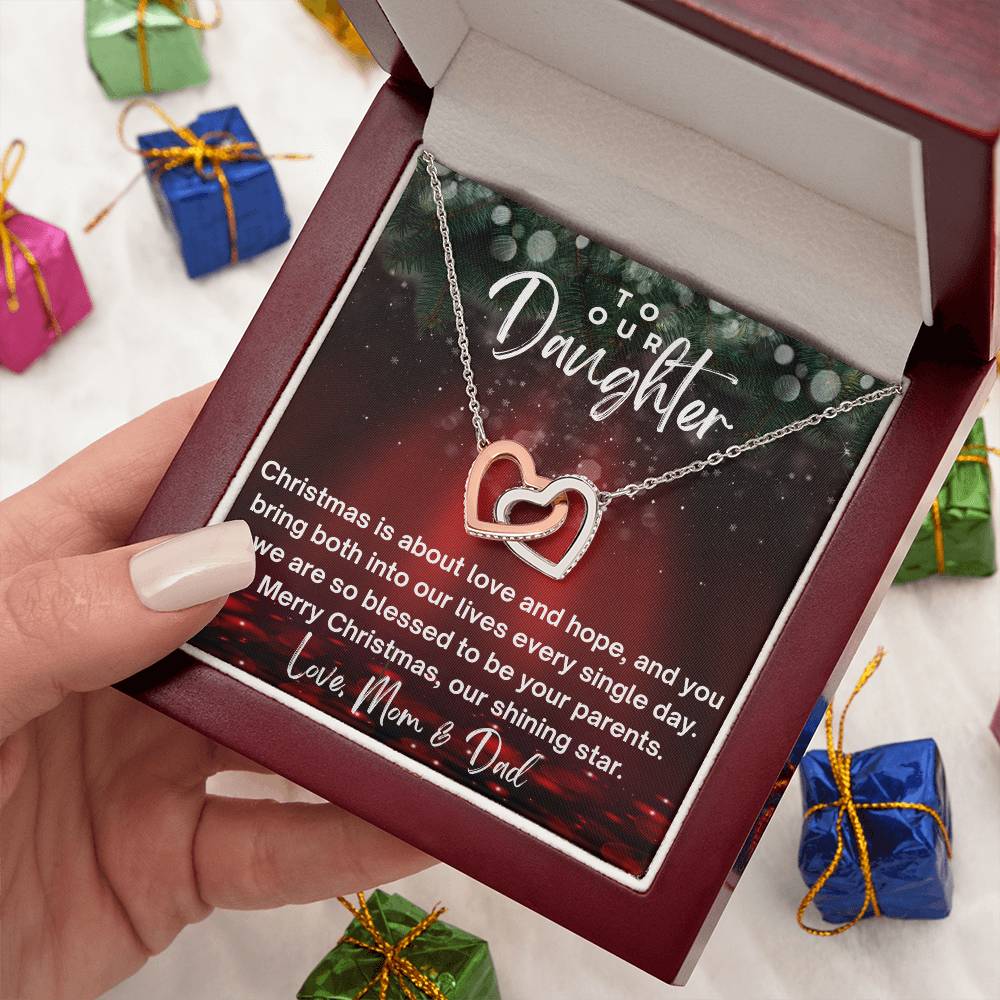 CHRISTMAS SPECIAL - To Our Daughter - Interlocking Hearts Necklace