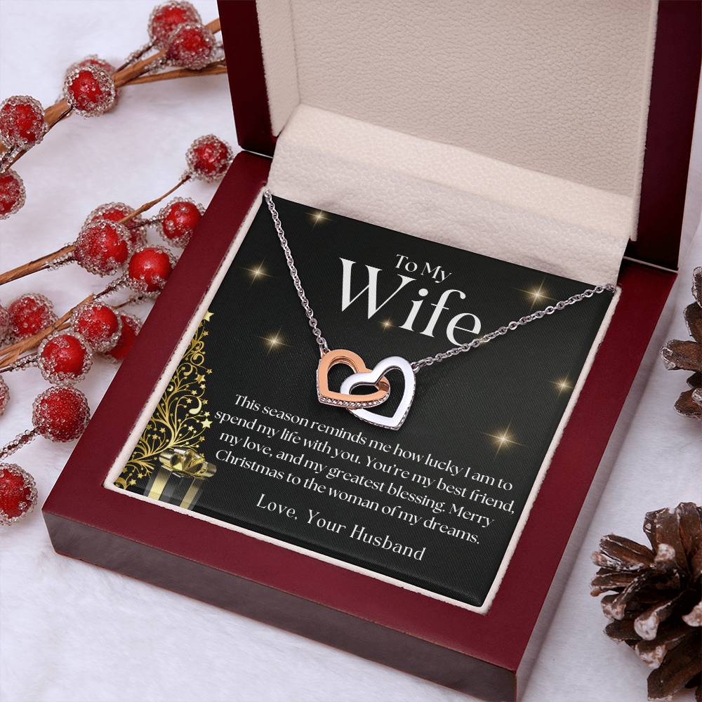 CHRISTMAS SPECIAL - To My Wife -  Interlocking Hearts necklace