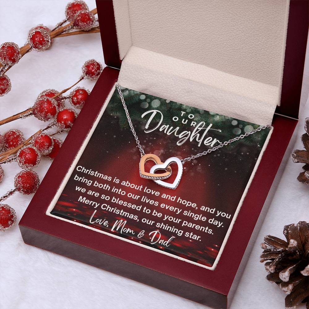 CHRISTMAS SPECIAL - To Our Daughter - Interlocking Hearts Necklace