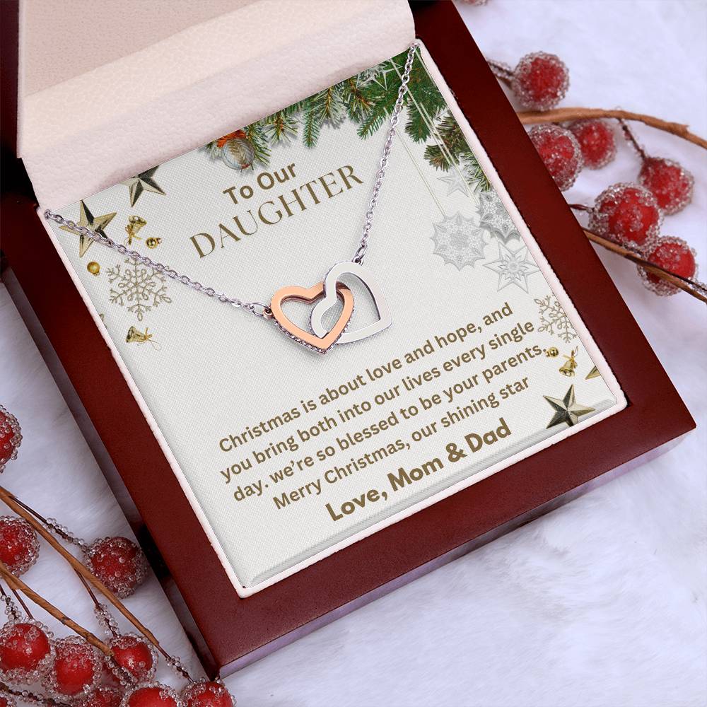 CHRISTMAS SPECIAL - To Our Daughter - Interlocking Hearts Necklace