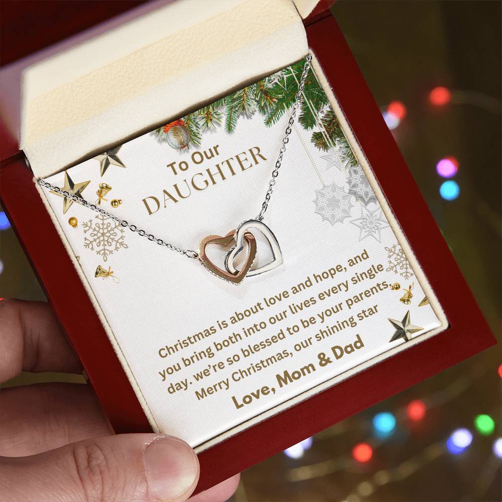 CHRISTMAS SPECIAL - To Our Daughter - Interlocking Hearts Necklace