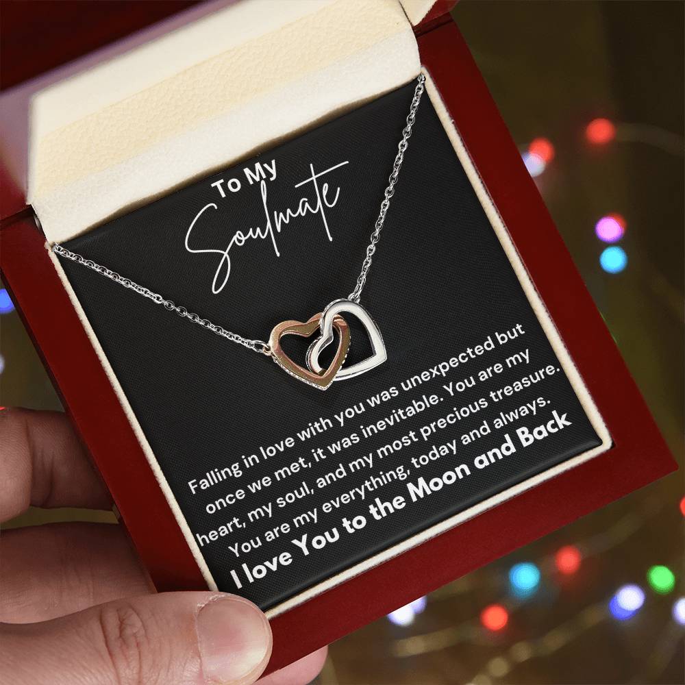 To My Soulmate - Falling In Love - Interlocking Hearts Necklace