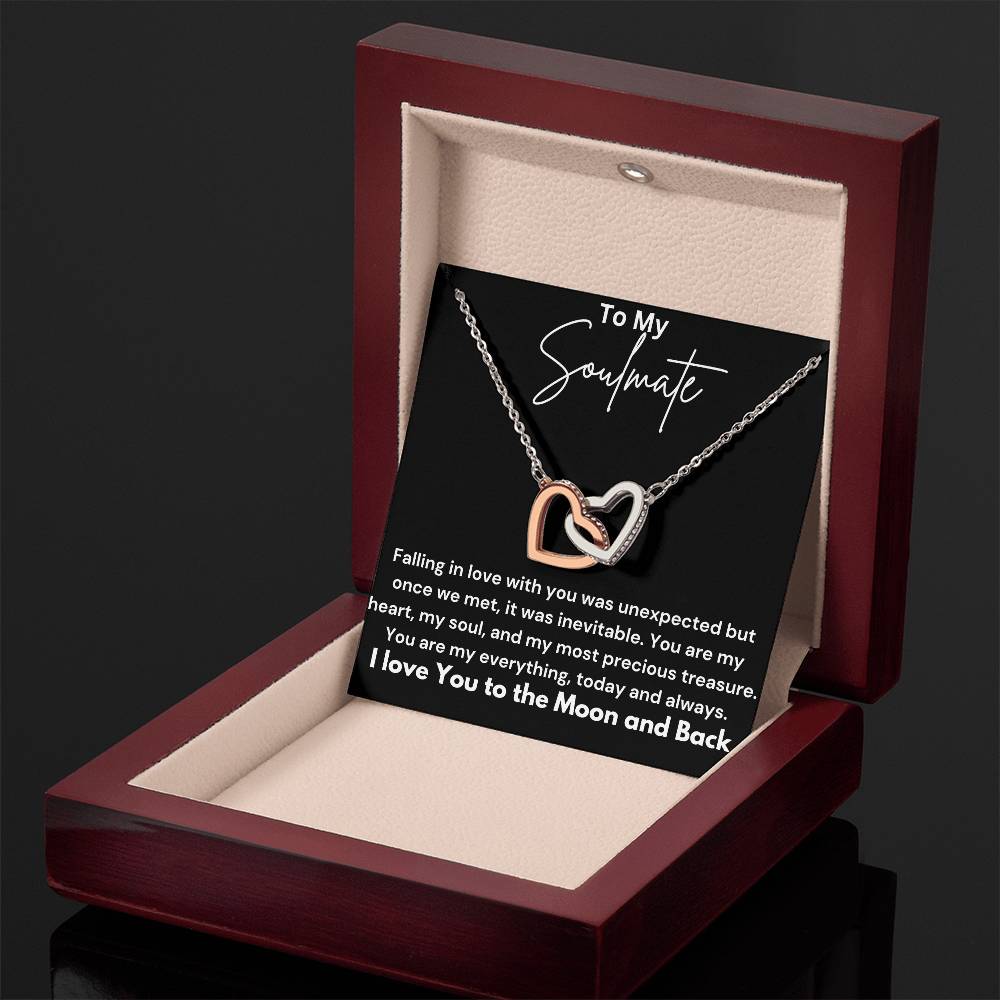 To My Soulmate - Falling In Love - Interlocking Hearts Necklace