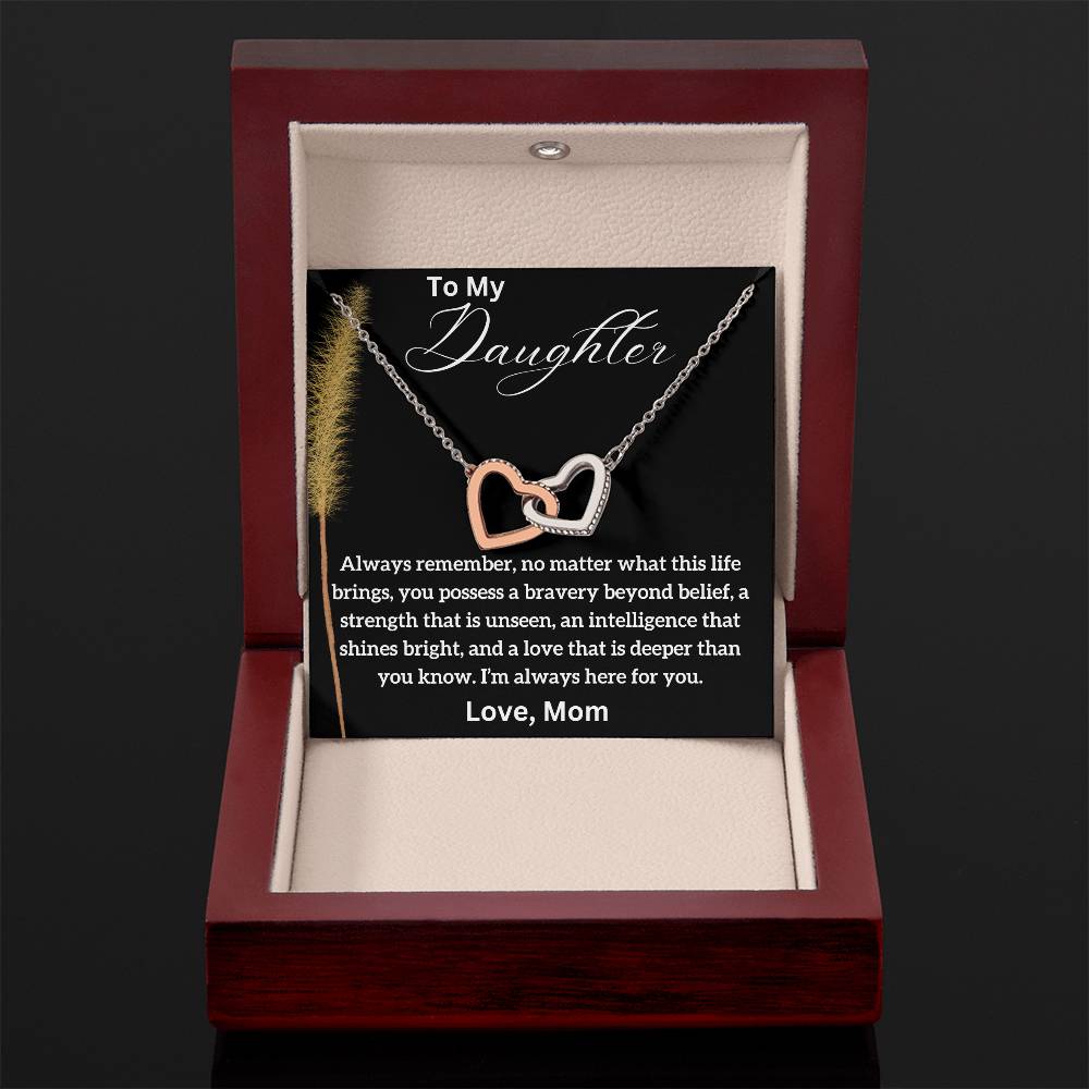 To My Daughter - Shines Bright - Interlocking Hearts Necklace