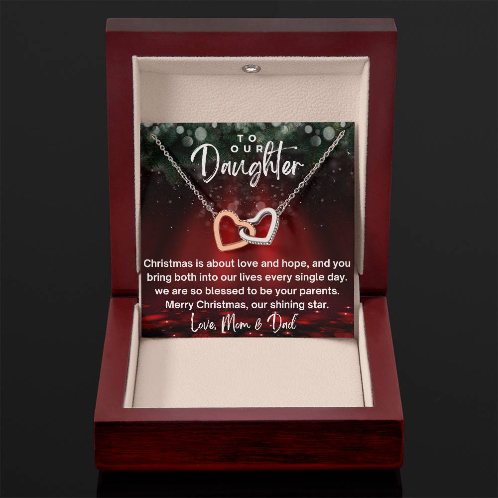 CHRISTMAS SPECIAL - To Our Daughter - Interlocking Hearts Necklace