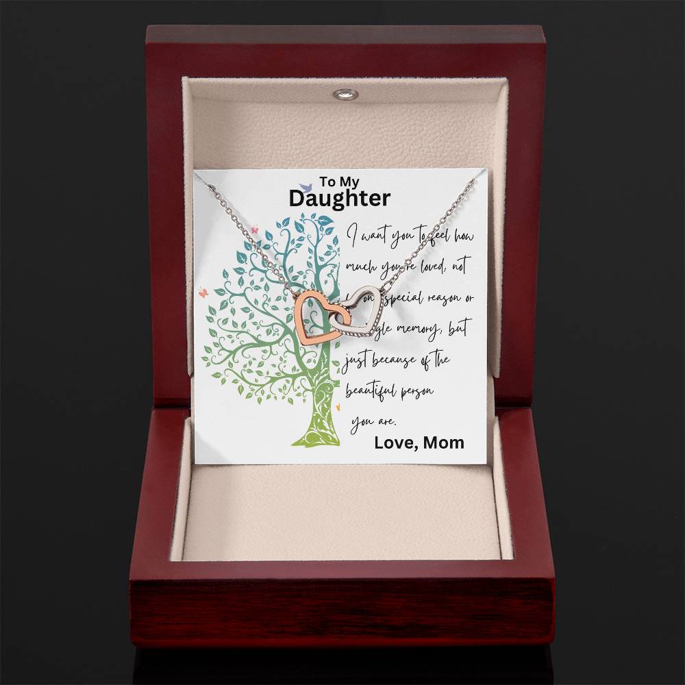 To My Daughter - Single Memory - Interlocking Hearts Necklace