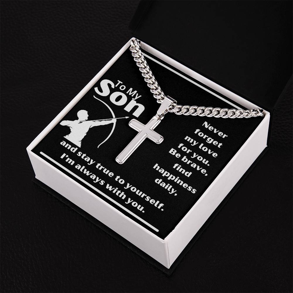 To My Son - Be Brave - Artisan Cross Necklace