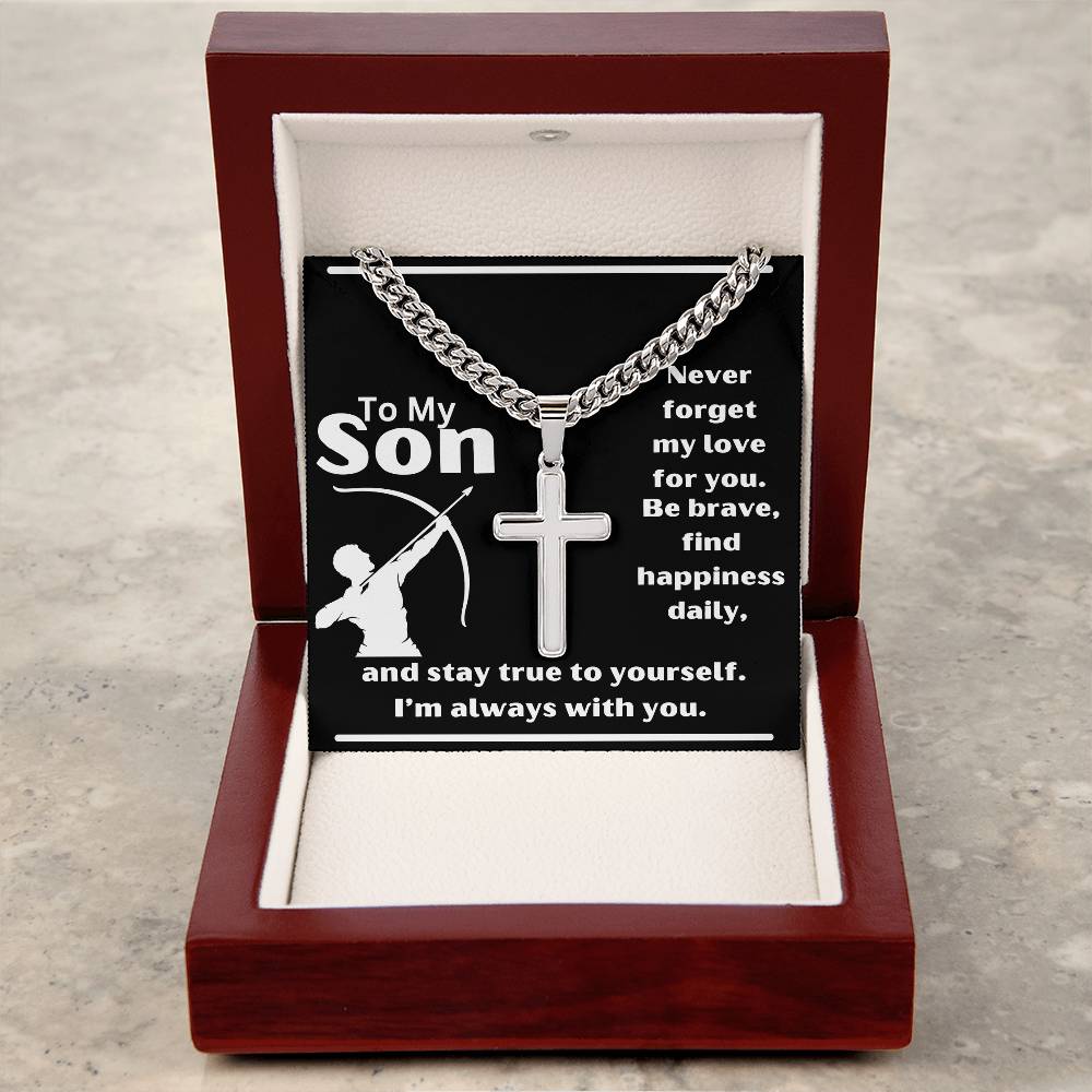 To My Son - Be Brave - Artisan Cross Necklace