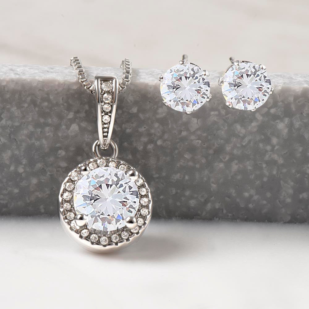 CHRISTMAS SPECIAL - To My Wife - Eternal Hope Necklace and Cubic Zirconia Earring Set