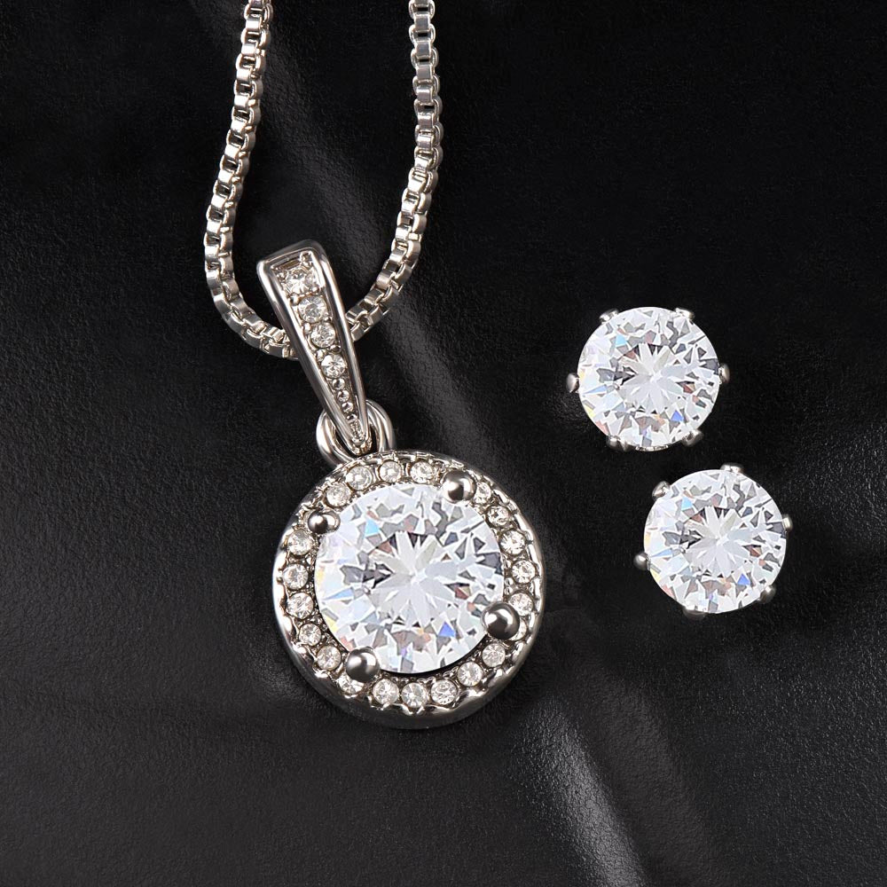 CHRISTMAS SPECIAL - To My Wife - Eternal Hope Necklace and Cubic Zirconia Earring Set