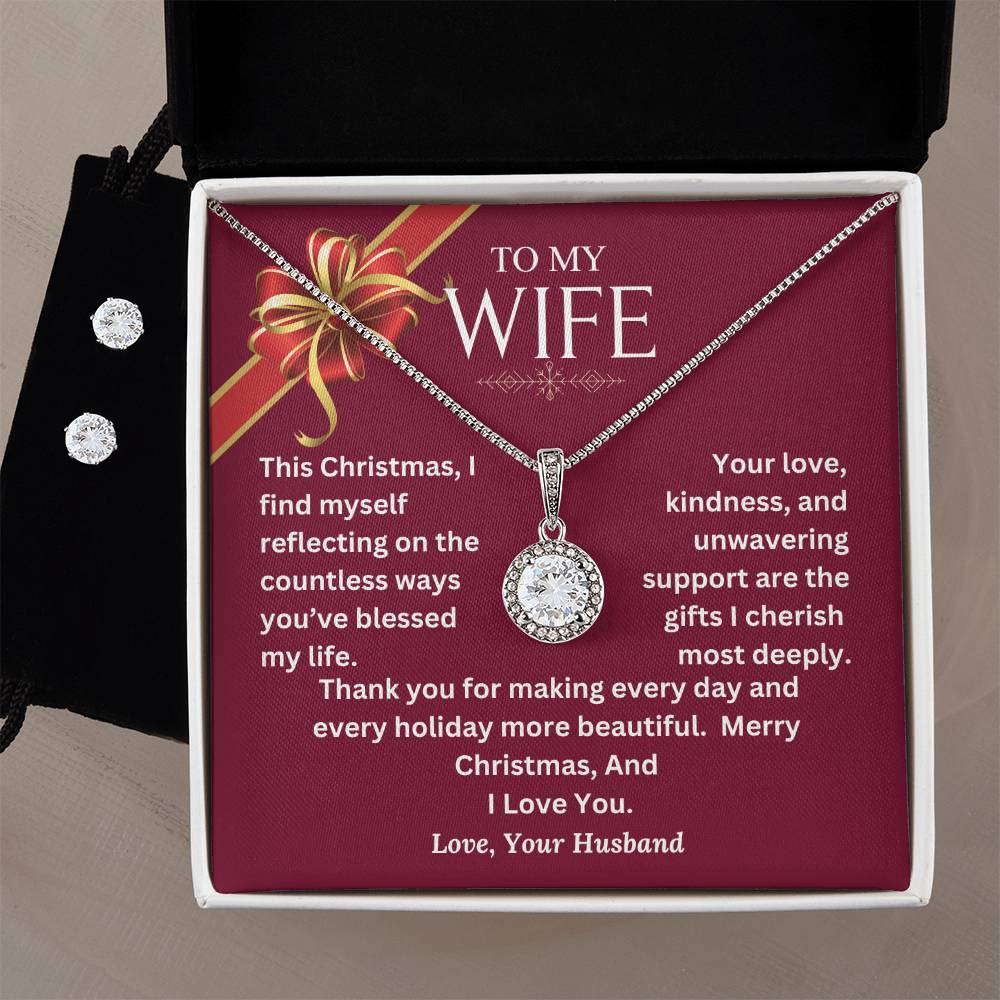 CHRISTMAS SPECIAL - To My Wife - Eternal Hope Necklace and Cubic Zirconia Earring Set