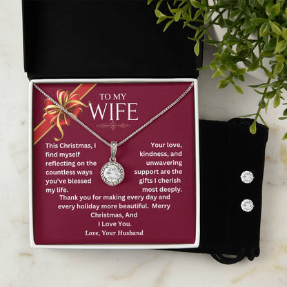 CHRISTMAS SPECIAL - To My Wife - Eternal Hope Necklace and Cubic Zirconia Earring Set