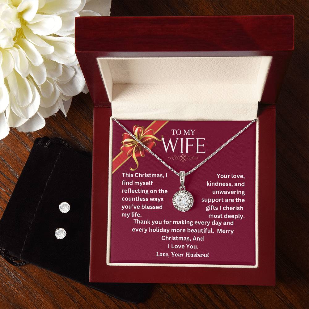 CHRISTMAS SPECIAL - To My Wife - Eternal Hope Necklace and Cubic Zirconia Earring Set