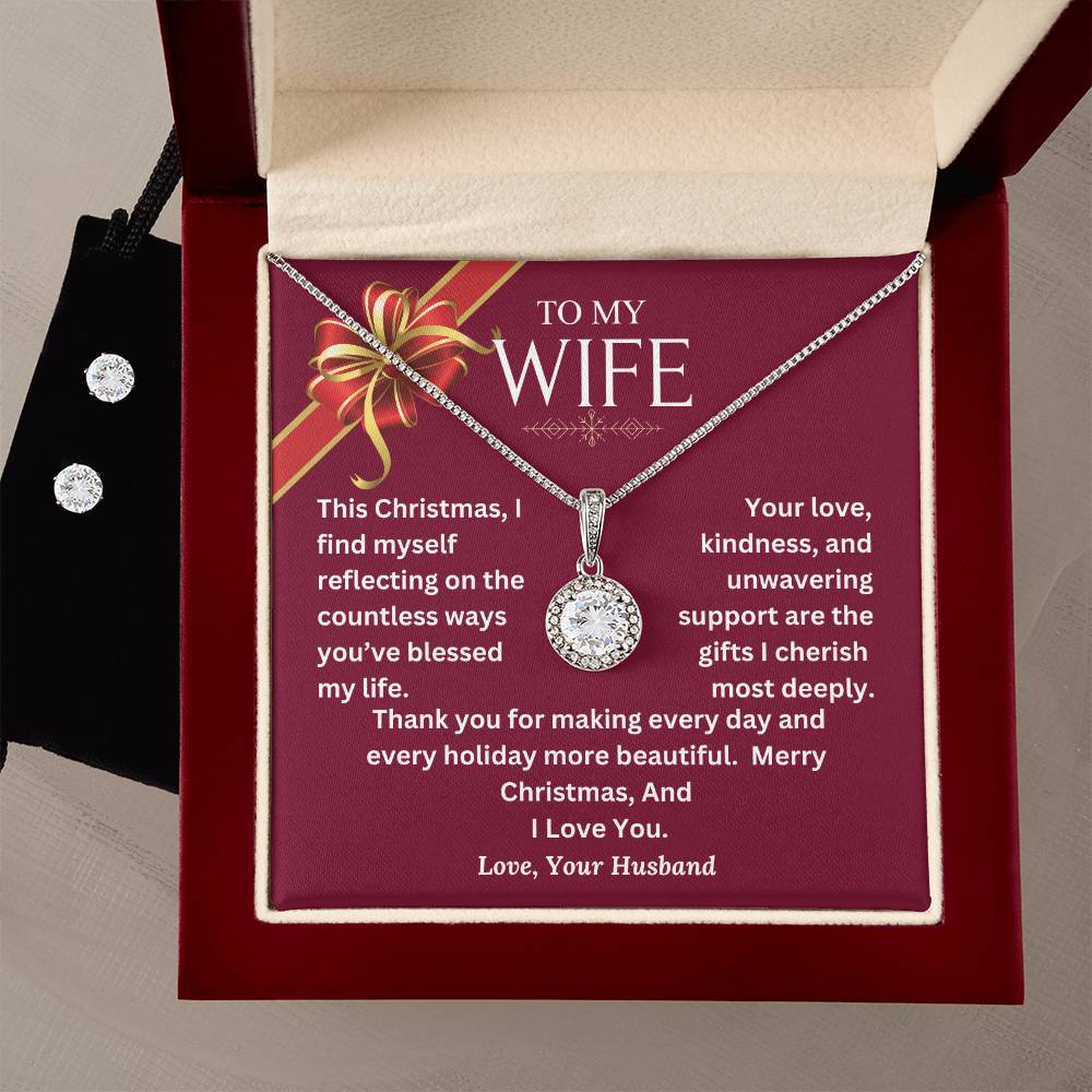 CHRISTMAS SPECIAL - To My Wife - Eternal Hope Necklace and Cubic Zirconia Earring Set