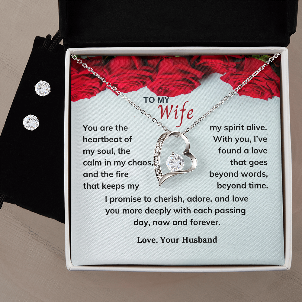 Valentines Day Special - To My Wife - Forever Love Necklace & Earring Set