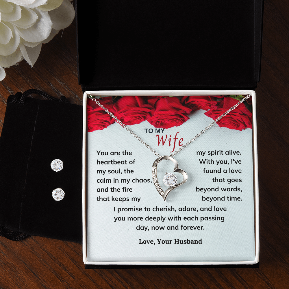 Valentines Day Special - To My Wife - Forever Love Necklace & Earring Set