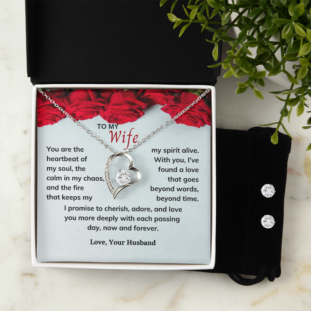 Valentines Day Special - To My Wife - Forever Love Necklace & Earring Set