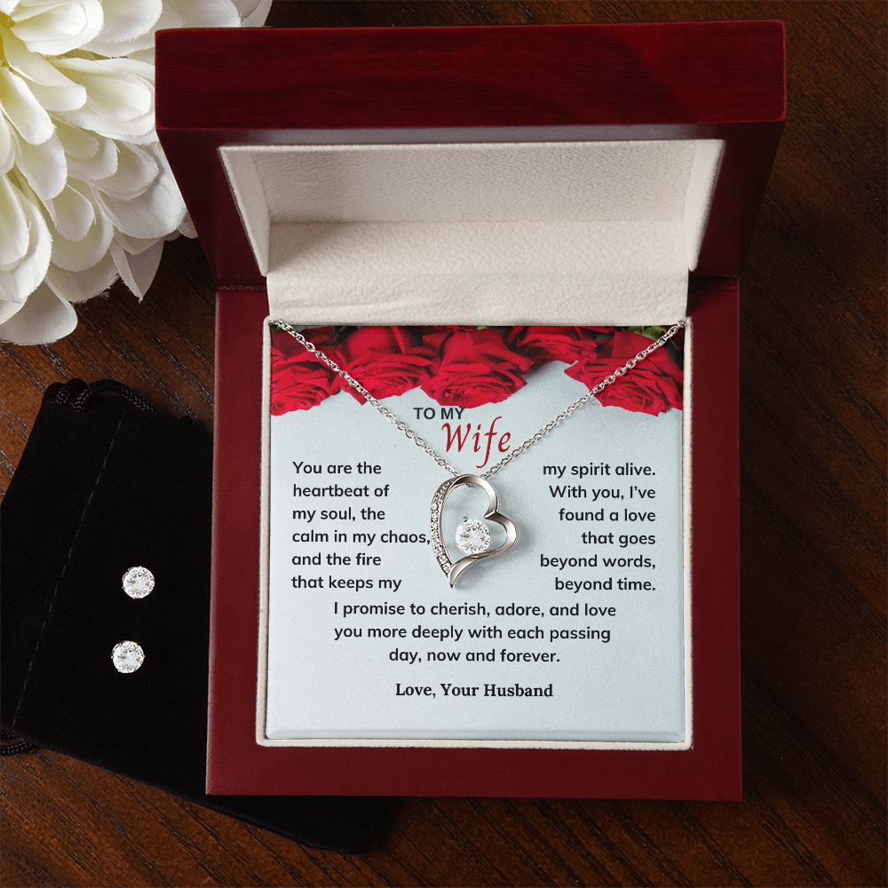 Valentines Day Special - To My Wife - Forever Love Necklace & Earring Set