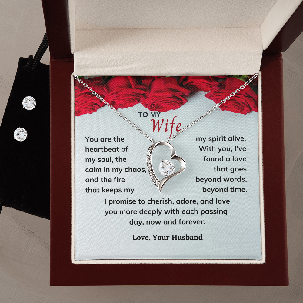 Valentines Day Special - To My Wife - Forever Love Necklace & Earring Set