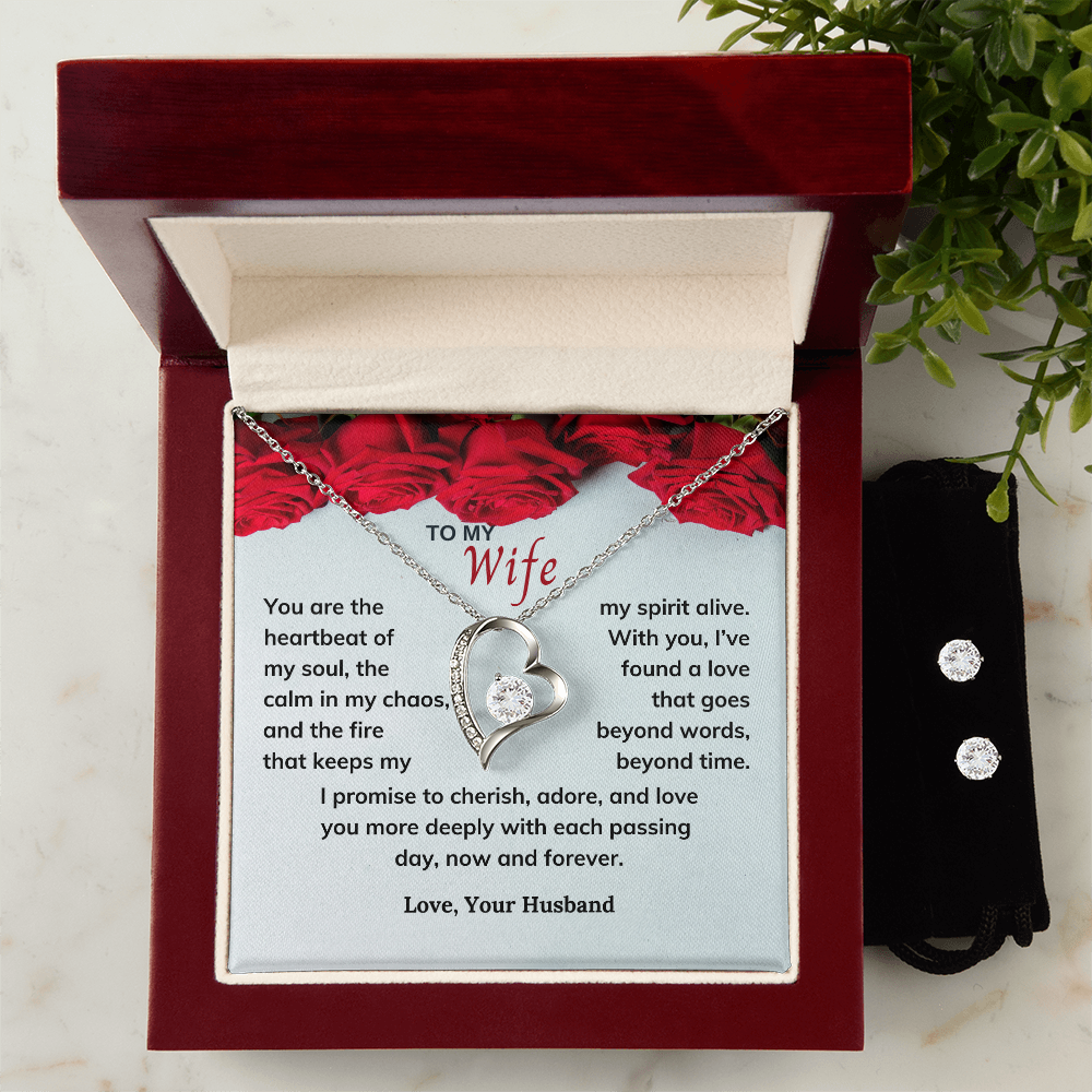 Valentines Day Special - To My Wife - Forever Love Necklace & Earring Set