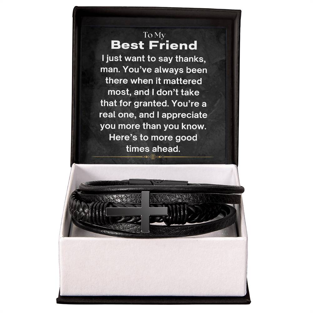 To My Best Friend - I Appreciate You - Cross Leather Bracelet