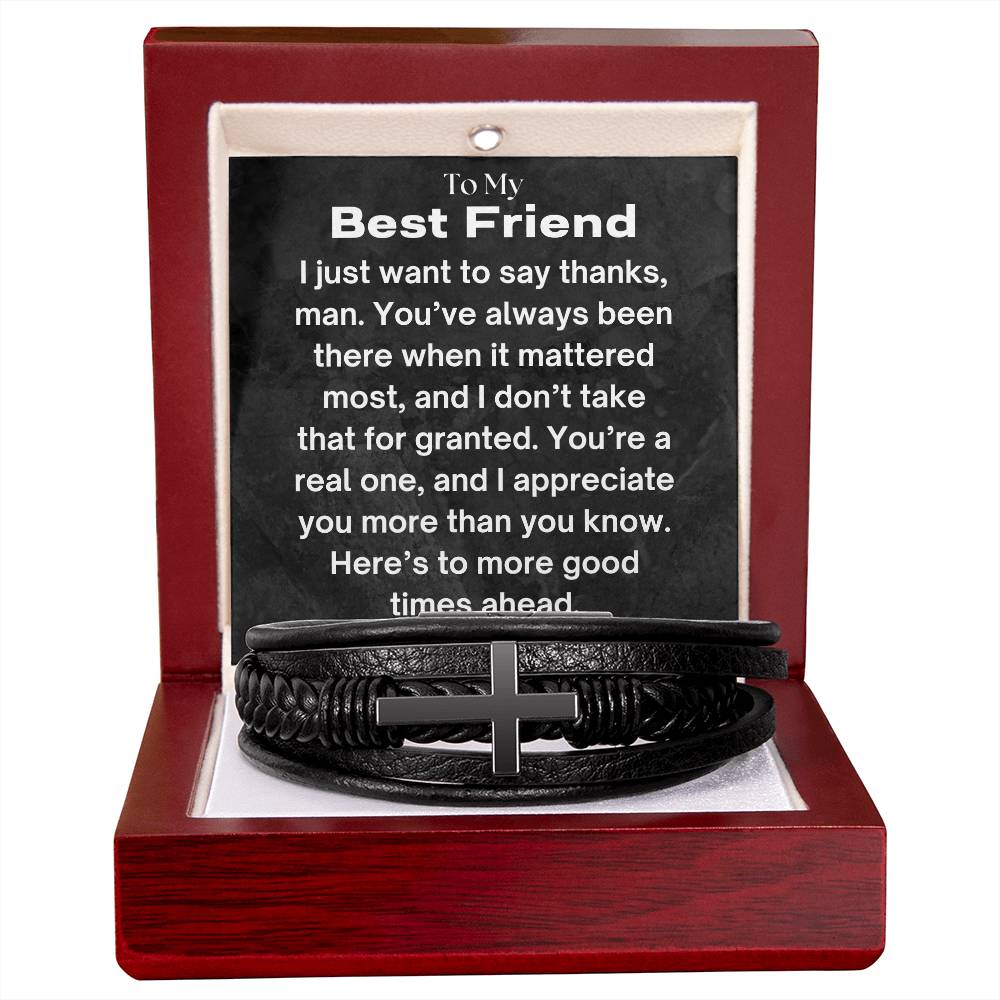 To My Best Friend - I Appreciate You - Cross Leather Bracelet