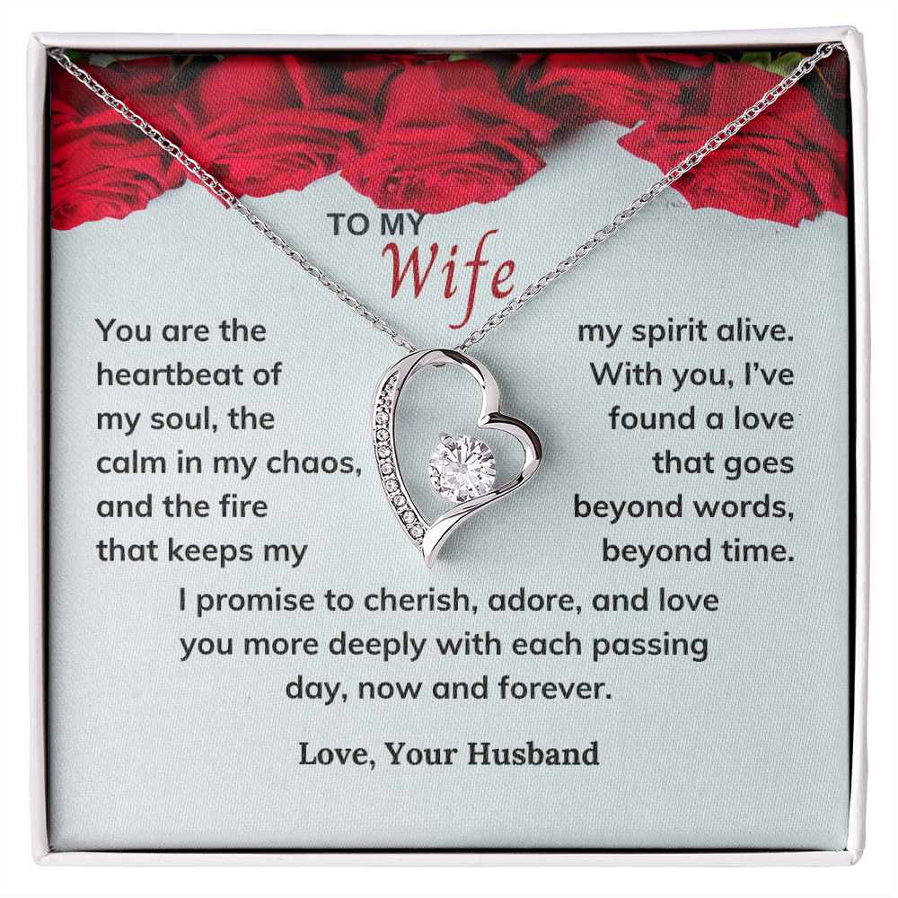 Valentines Day Special - To My Wife - Forever Love Necklace & Sweetest Devotion Flower Bouquet