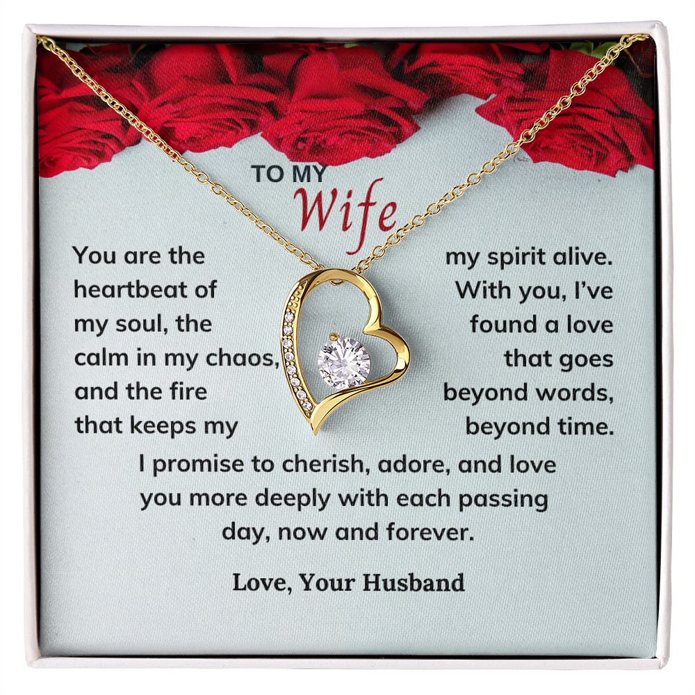 Valentines Day Special - To My Wife - Forever Love Necklace & Sweetest Devotion Flower Bouquet