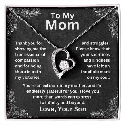 To My Mom - Grateful For You - Forever Love Necklace